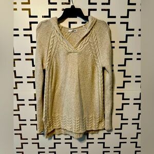 Sonoma Brand Hooded Tunic Sweater, Size Medium, Cream Color